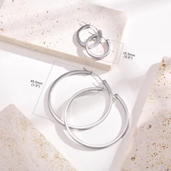 Brinco Circular Vnox 20MM 50MM Minimalista Para Mulher , De Aço Inoxidável Ouro 18K