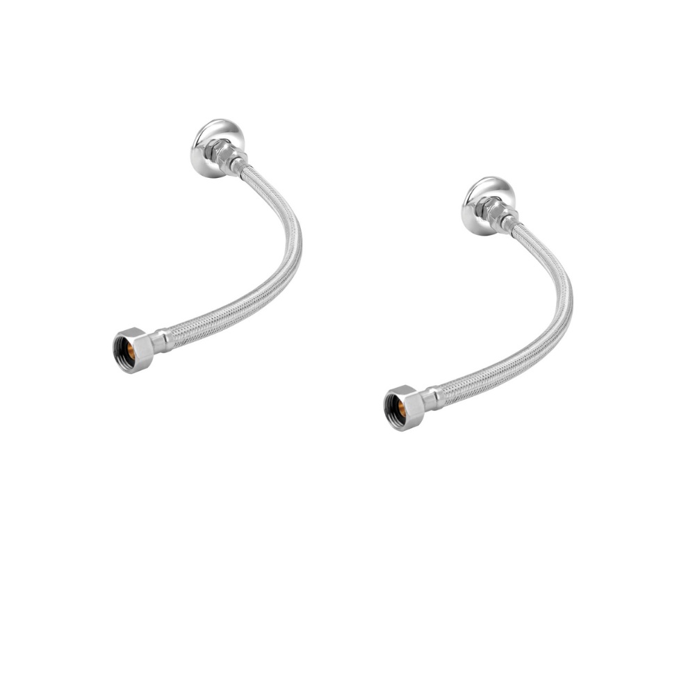 Kit 2 Engates Mangueira Flexível Trançado Aço Inox 60cm Par