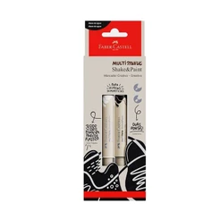 Marcadores MultiMark Multisuperfície Faber-Castell - Preto e Branco, 2 cores - MM/ES2PBSP