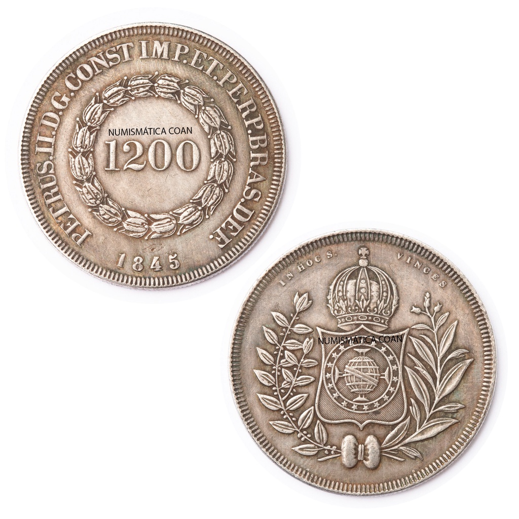 Moeda 1200 Réis 1845 - 36,9mm - Cópia