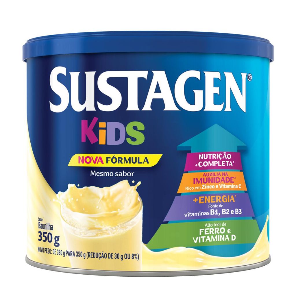 Complemento Alimentar Sustagen Kids Baunilha Lata 350g em Oferta na Shopee