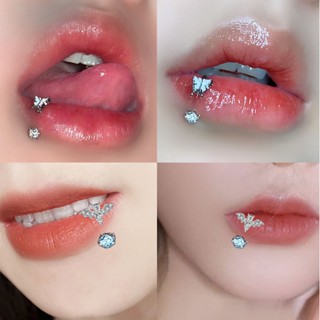 1 Pc Especiaria Punk Spice Delicada Moda De Beleza Simples Nicho De Design Butterfly Zircon Charme Piercing Lip Ring