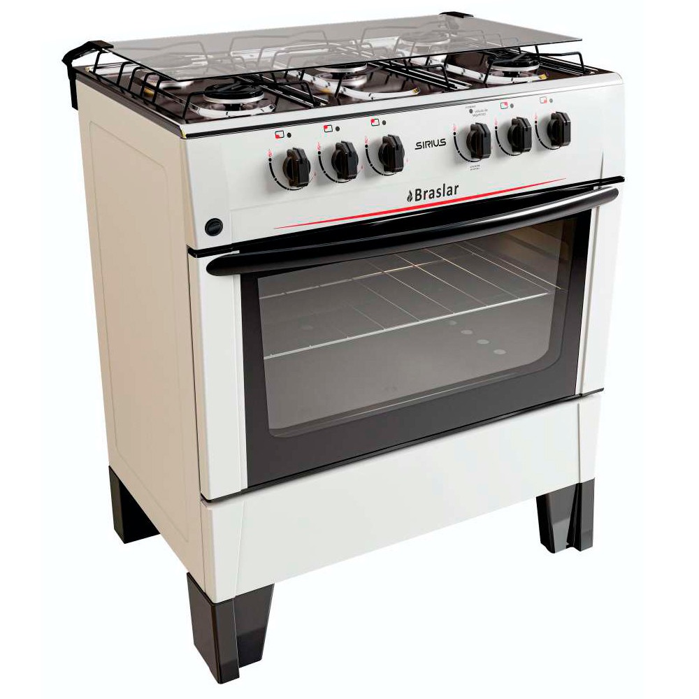 Fogão Braslar 5 Bocas Sírius Plus Automático Mesa de Inox