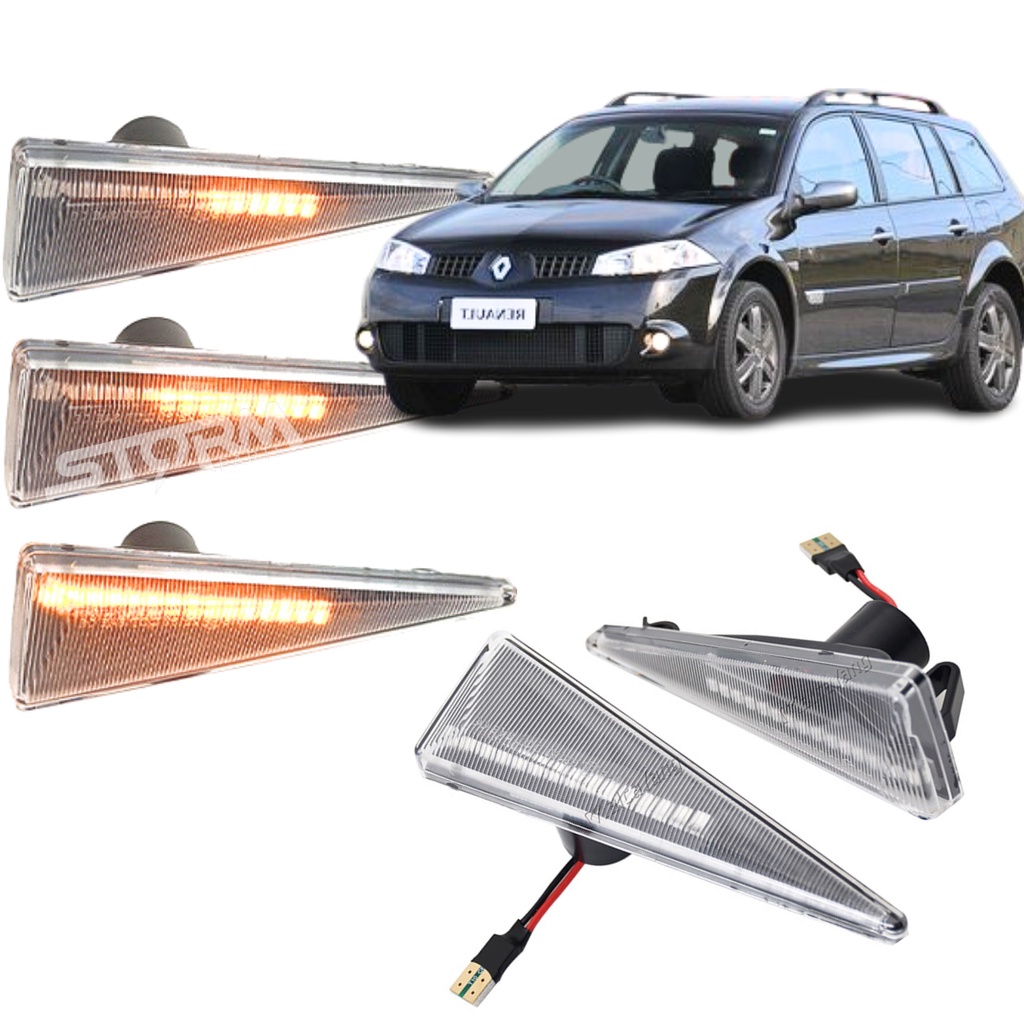 Par Pisca Seta Sequencial Megane Grand Tour Transparente led lente Cristal original sinal repetidor lateral ano 2006 a 2016 Dynamique Expression Extreme Privilege 16v  Hi-flex Extreme 2.0 1.6 2015 2014 2013 2012 2011 2010 2009 2008 2007