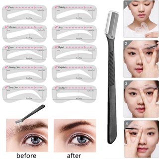 Molde De Sobrancelha Reutilizável , 10 Peças DIY , Knife , Eyebrow Definição , Cartão De Carimbo , Modelo , Ferramenta De Maquiagem