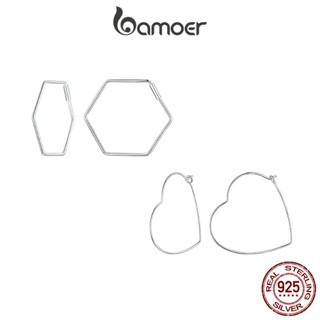Bamoer 925 Sterling Sliver Earrings Geometria Minimalista Jóias Presentes Para Mulheres