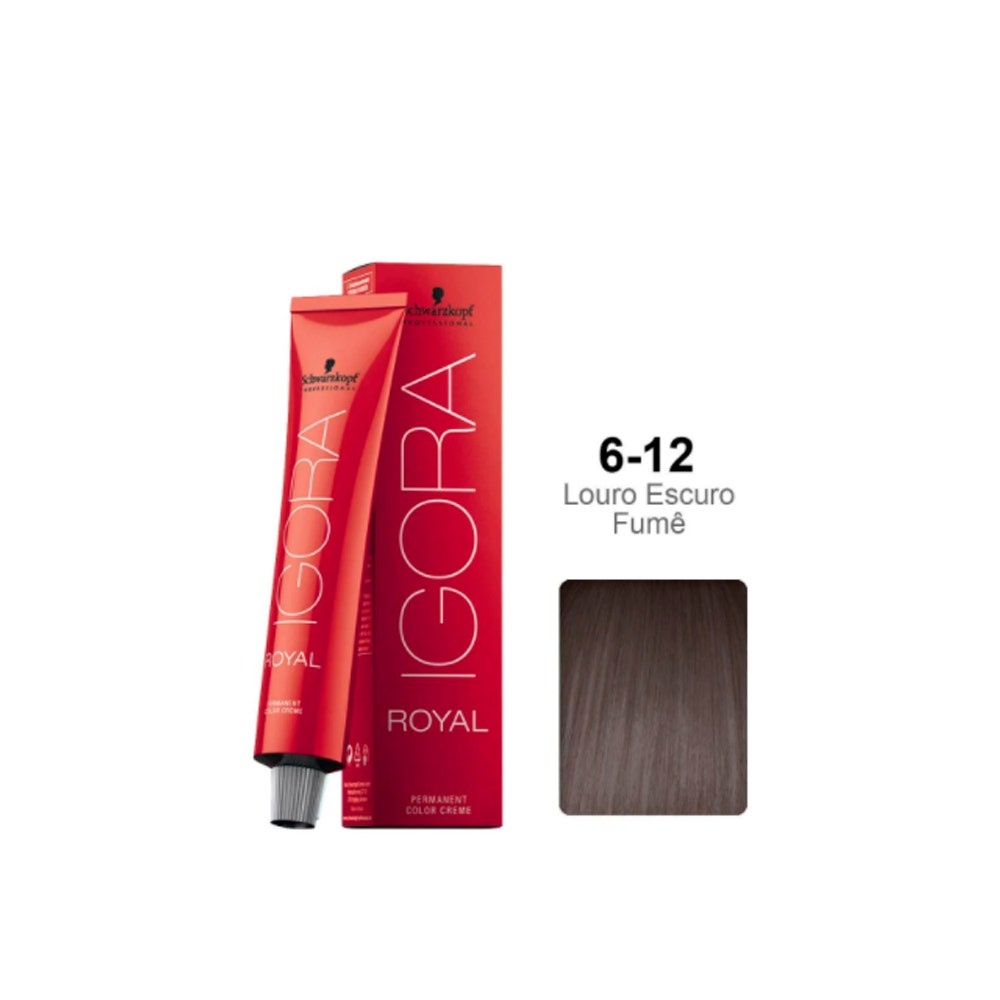 Tintura Schwarzkopf Igora Royal 6.12 Louro Escuro Cinza Fume em Oferta na Shopee