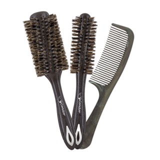 Kit 2 Escovas Cerdas Naturais Javali + 1 Pente Profissionais