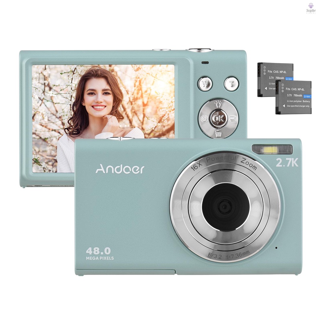 [3cgd] Câmera Digital Andoer 2.7K De Vídeo Compacta 48MP Foco Automático 2.88 Polegadas Tela IPS 16X Zoom Anti-Vibração Face Detact S