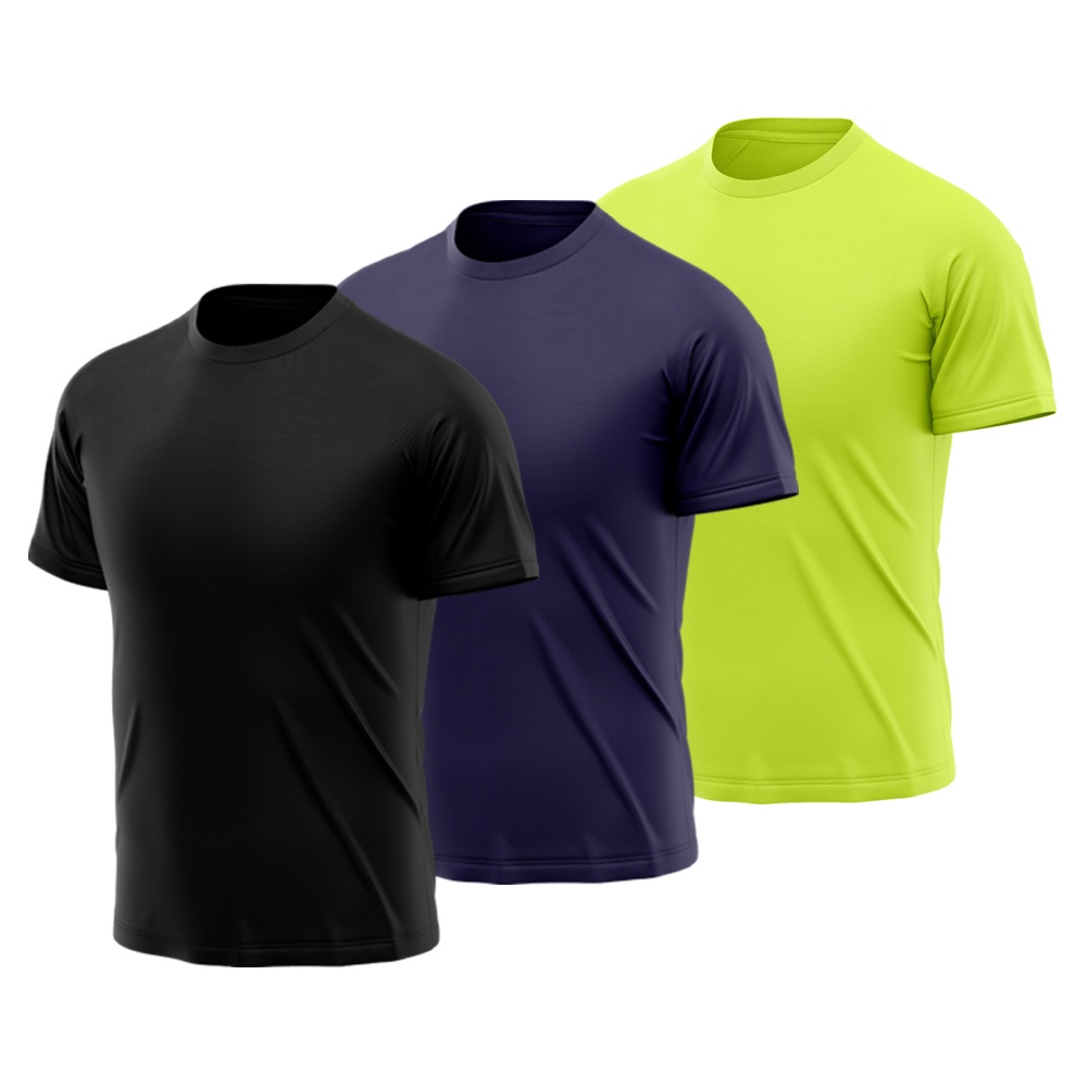 Kit 3 Camiseta Masculina Manga Curta Dry Fit Proteção Solar UV Academia Treino Camisa Camisetas