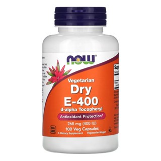 Vitamina E-400 Dry 268mg Now Foods 100Veg Caps Importado