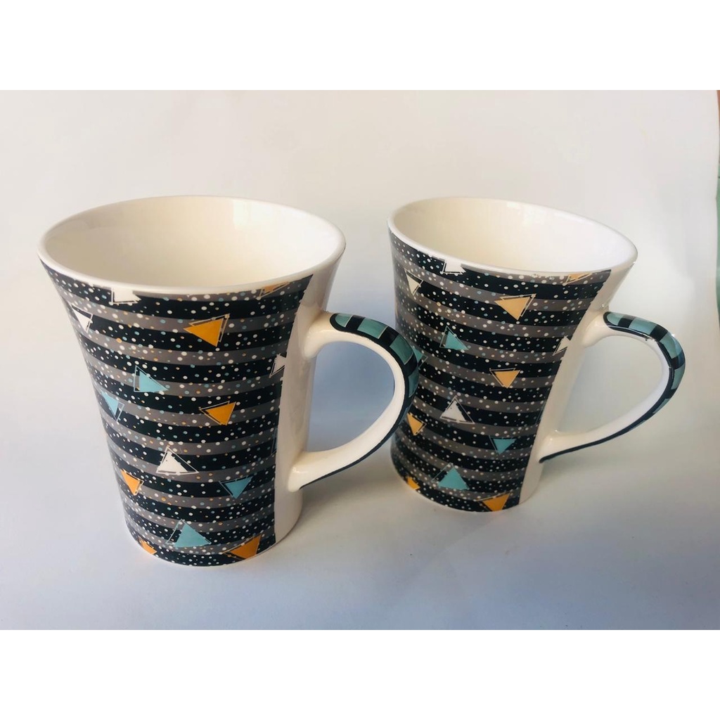 Caneca Porcelana Night Triângulo 340ml c/ 2 unid. - Yangzi