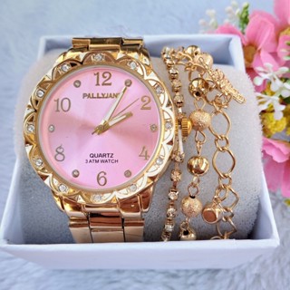 Relogios Feminino Banhado + Pulseira Kit Relógio Feminino Dourado Super Lindo Promoção
