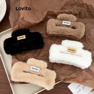 Lovito Grampos De Cabelo De Pelúcia Básicos Com Letras Casuais Para Mulheres LFA11018