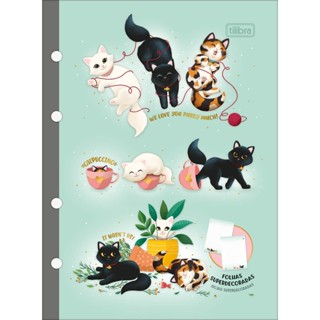 Refil para fichario decorado Tiliflex Colegial 80 folhas Purrfect cat - Tilibra