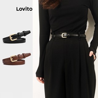 Lovito Casual Cinto Feminino Liso Básico LFA02011 (Marrom/Preto)