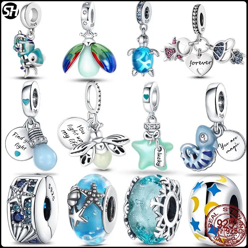 Novo Em S925 Sterling Silver Ocean Collection Charm Will Shine Beads Fit Pandora Pulseira Pingente Jóia Mulher 2023 Venda Quente