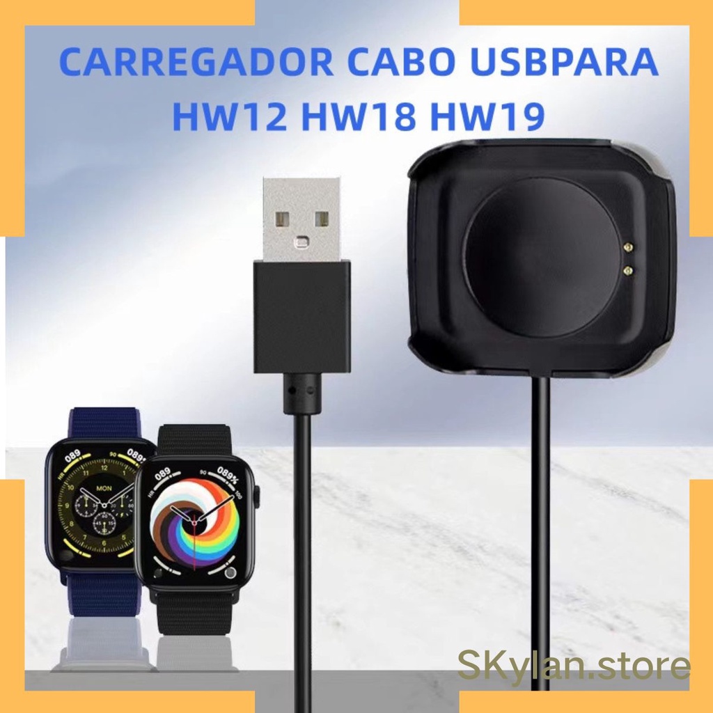 cabo carregador  usb para SMARTWATCH HW12 HW18 HW19 com magnético em Oferta na Shopee