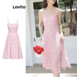 Lovito Casual Vestido Feminino Floral Drapeado L73AD126