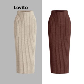 Lovito Casual Saia Feminina Lisa com Tecido Texturizado L73AD118