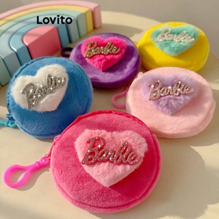Lovito Bonito Carta Coração Zíper Strass Pelúcia Barbie Moeda Bolsa Sacos De Armazenamento Bolsas Para Mulher LFA13720