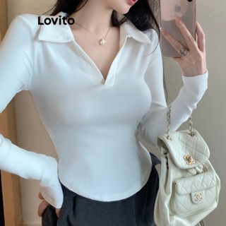 Lovito Camiseta Casual Lisa Para Mulheres LNA44117