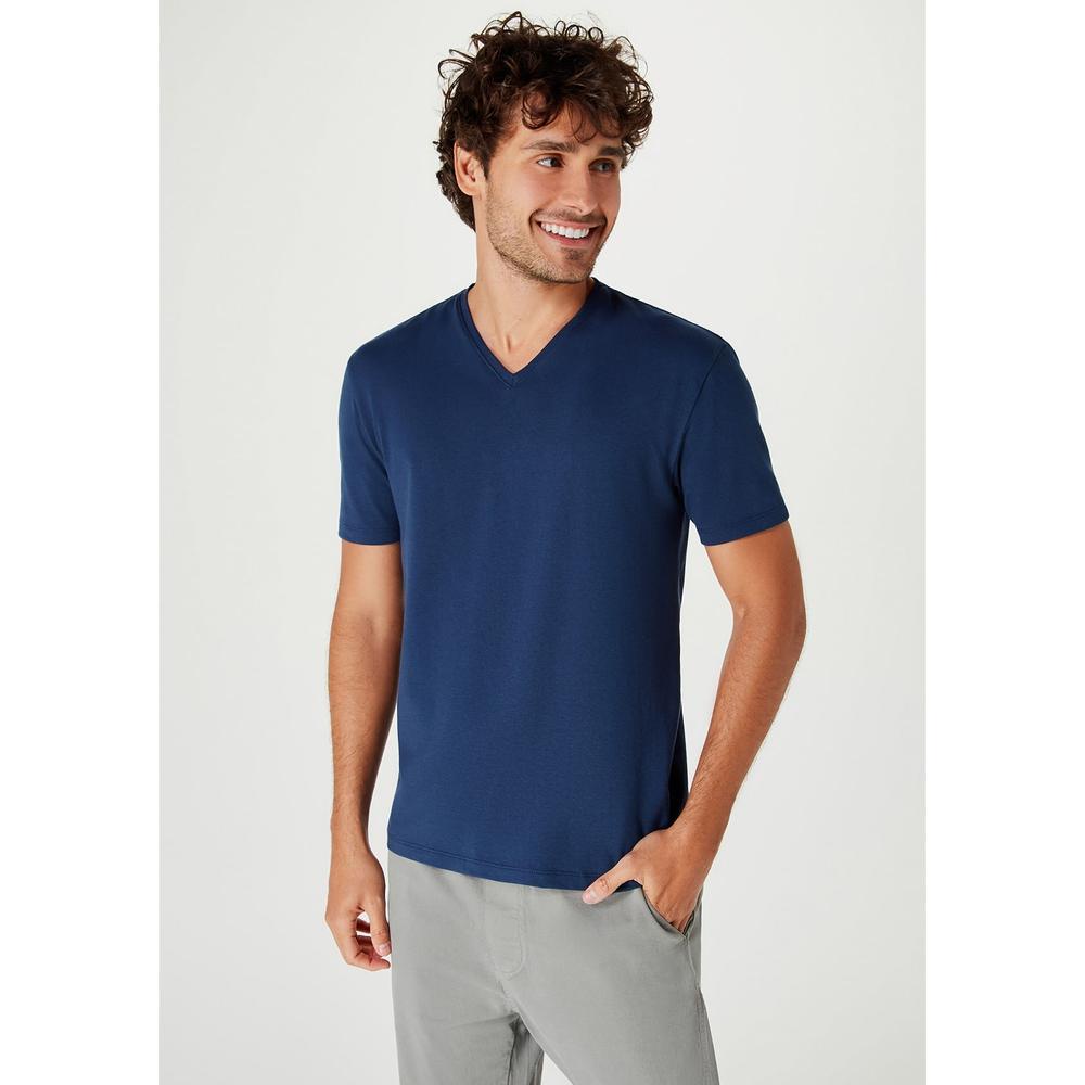 Camiseta Básica Masculina Slim Gola V Hering em Oferta na Shopee
