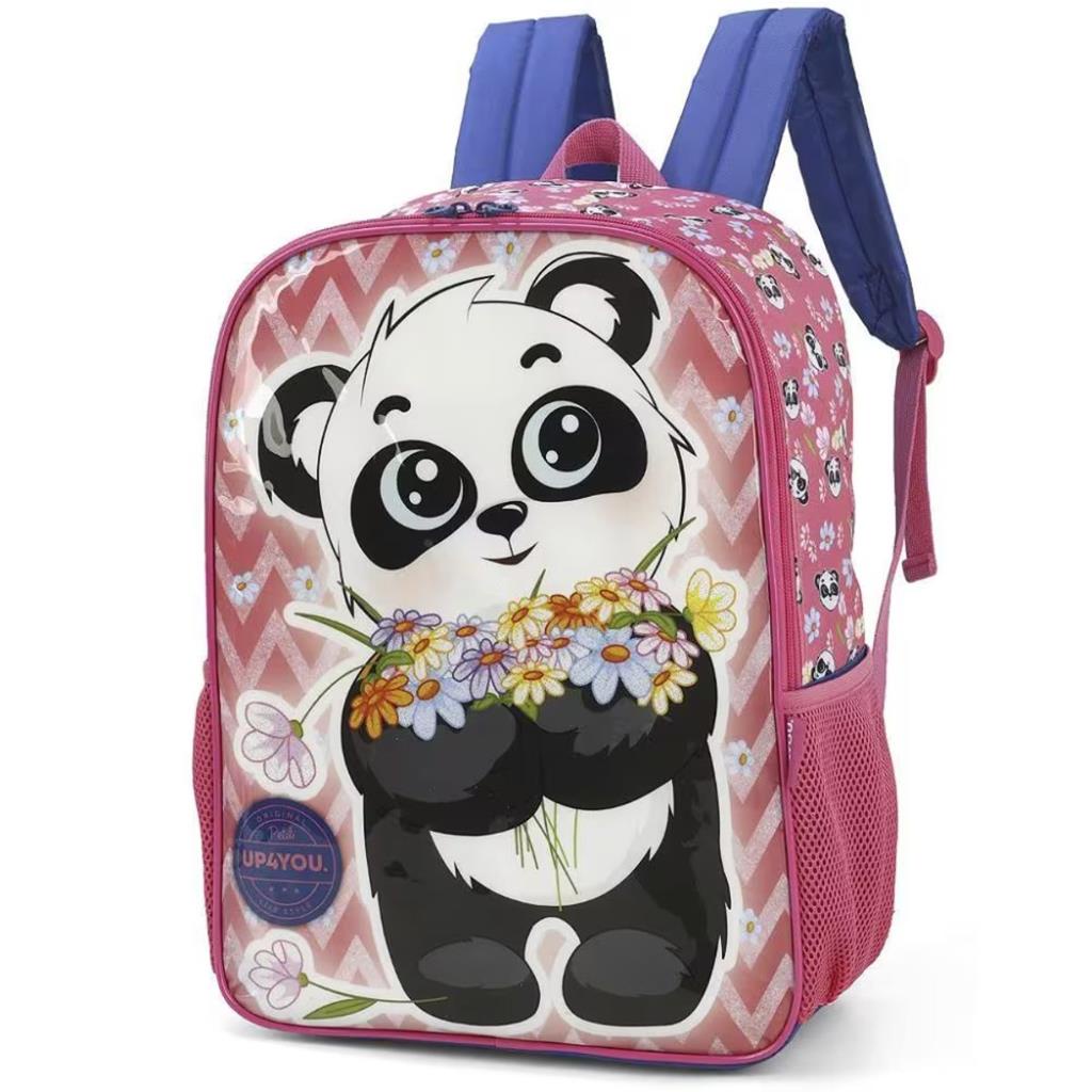 Mochila Costa Infantil Escolar Menina Panda Up4you Rosa