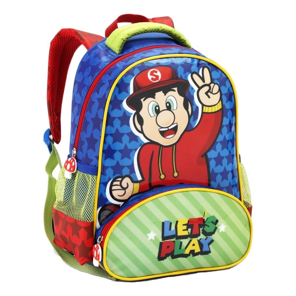 Mochila Costas Escolar Infantil Super Mario Bros Lets Play