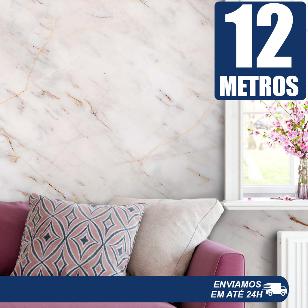 Papel de Parede Mármore Rose Para Quarto Sala Cozinha e Banheiro Auto Adesivo Contact Lavável