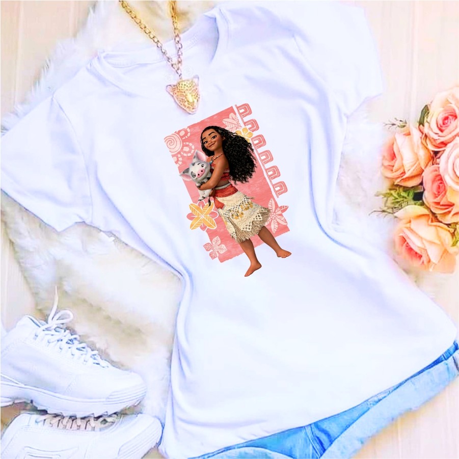 Camiseta - Moana e porquinho -Tshirt