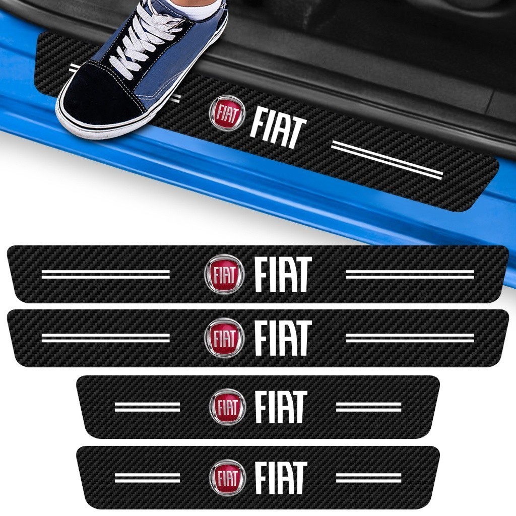 Kit 4 Peças Adesivo Soleira de Porta Carro Modelo Fiat Proteção Fibra de Carbono Anti Arranhões em Oferta na Shopee