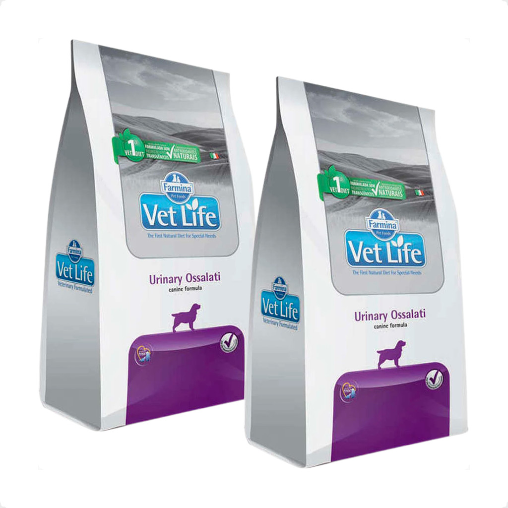 Kit 2 Ração Vet Life Cães Adultos Urinary Ossalati - 2Kg