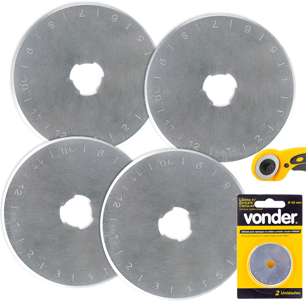 Kit 4 Lâminas Estilete Cortador Patchwork circular 45mm Vonder em Oferta na Shopee