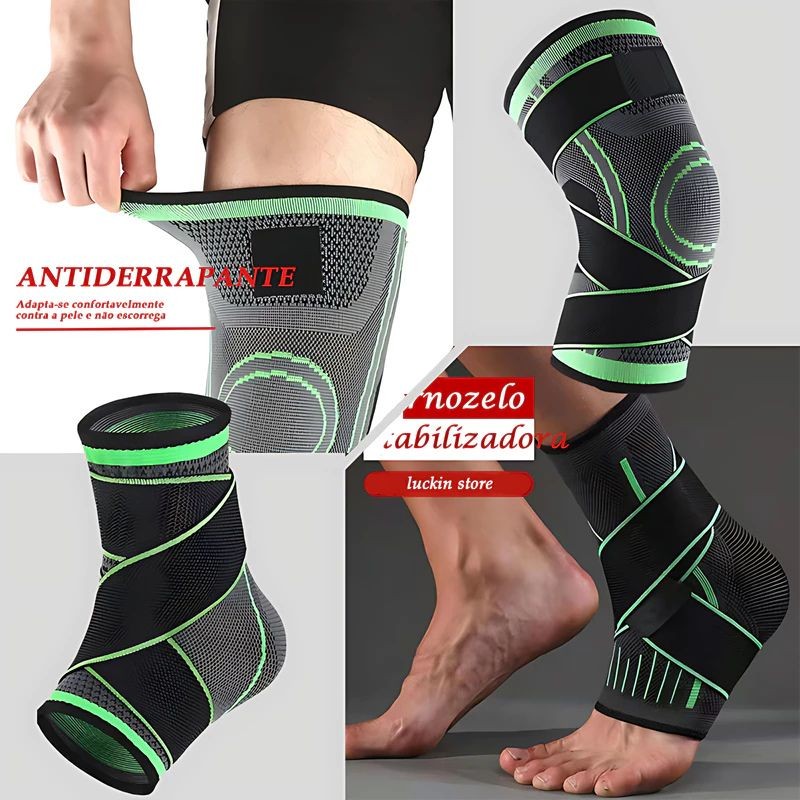 Joelheira ou Tornozeleira Compressão Esportiva Treino Alivio de Dor Estabilizadora