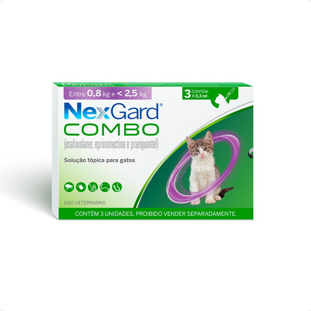 NexGard Gatos 0,8Kg a 2,5Kg - 3 Aplicadores 0,3ml em Oferta na Shopee