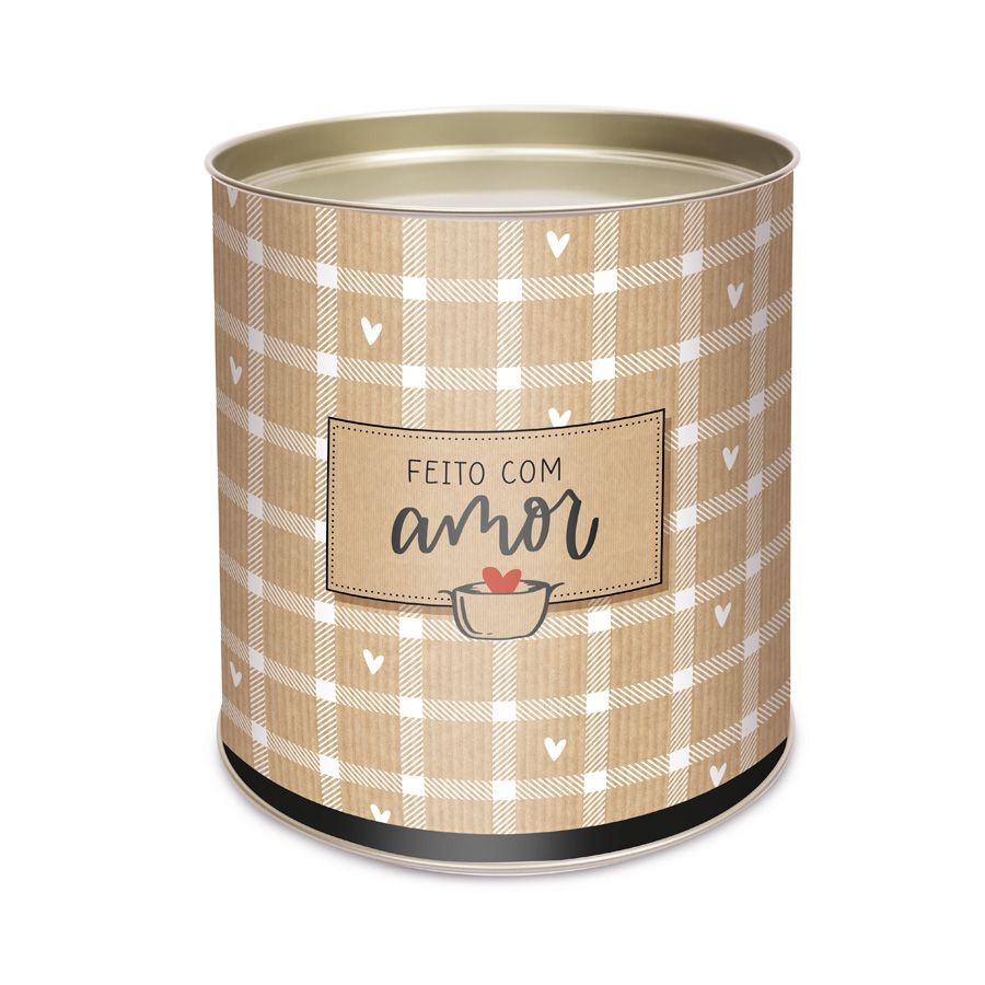 Lata para Doces Rígida - Feito com Amor - 1 unidade - Cromus - Rizzo