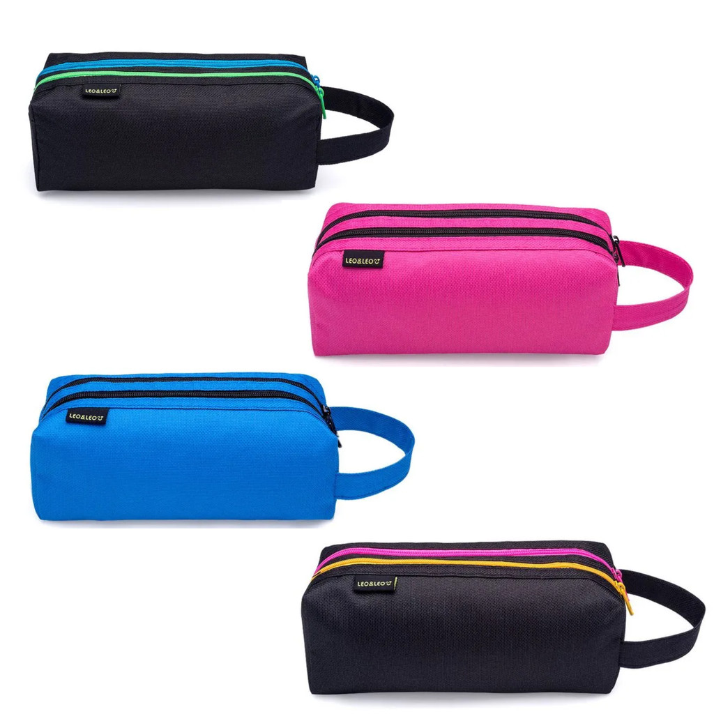 Estojo Escolar Juvenil Duplo Carbon 7,5x19cm 2 Compartimentos + Alça Leo&Leo Sortida em Oferta na Shopee