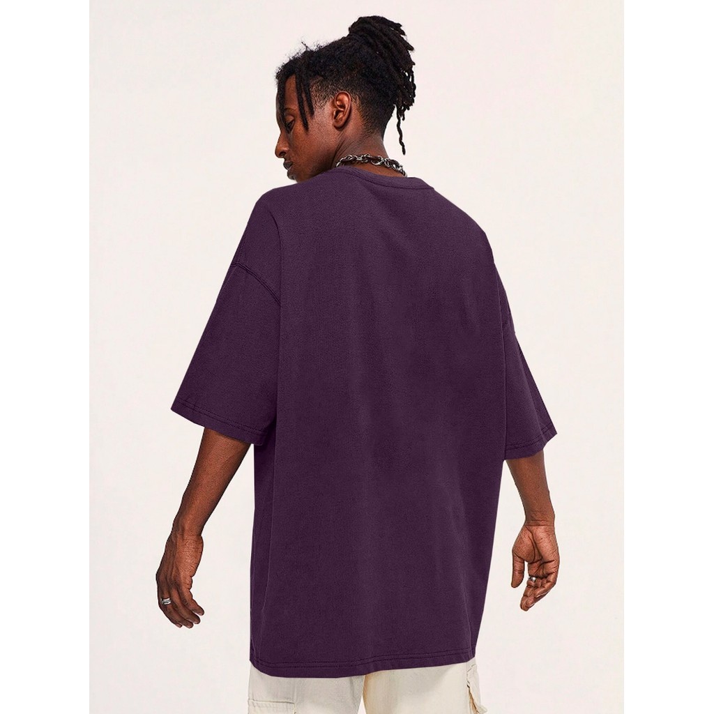 Camiseta Roxo Despojada Larga Confortável Blusa Oversized Esportiva Lisa Estilosa Unissex T Shirt