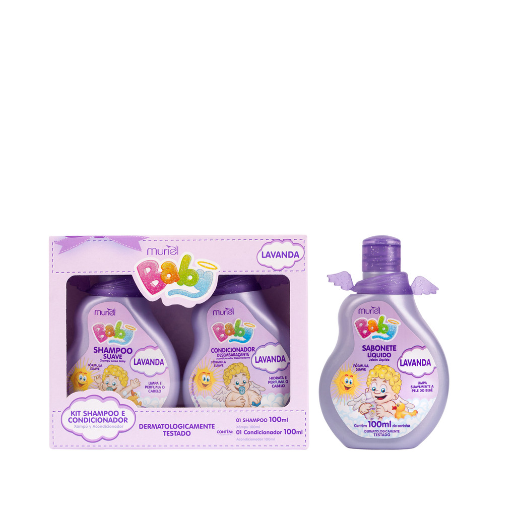 KIT SHAMPOO, CONDICIONADOR E SABONETE BABY LAVANDA 100ML MURIEL