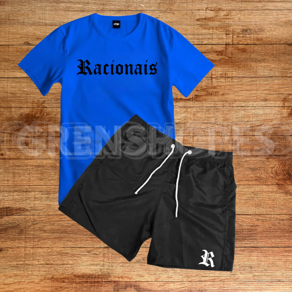 Conjunto Kit Camiseta E Bermuda Tectel Estampa Racionais Camisa Masculina Top