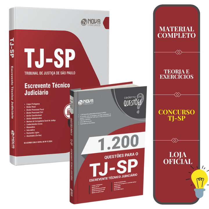 Imagem Combo TJ-SP - Escrevente Técnico Judiciário - Apostila + caderno de questões