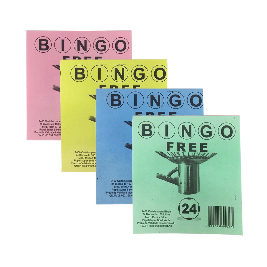 Bloco de bingo pacote 24 blocos com 100 fls Cores a Escolha