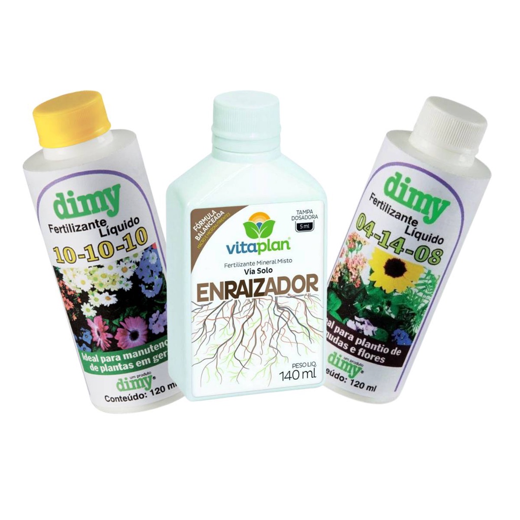 Fertilizante 10-10-10 + 04-14-08 + Enraizador 140ml VITAPLAN