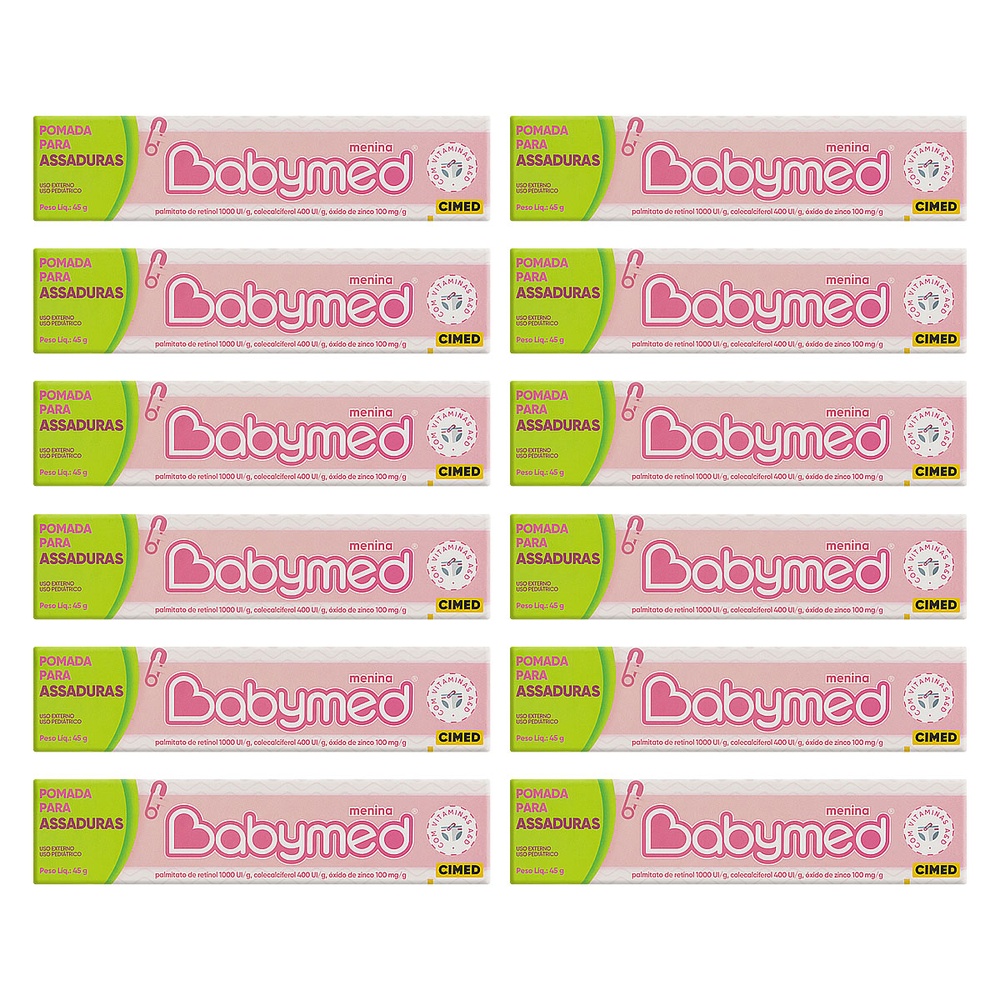 Kit 12 Pomadas Para Prevenção De Assaduras Babymed Rosa 45g - Mom & Baby