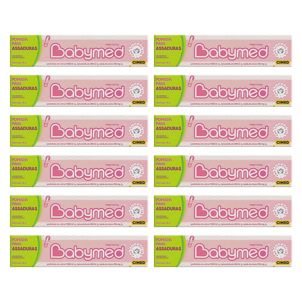 Pomada Para Prevenção De Assaduras Babymed Menina 45g - Kit 12 Unidades