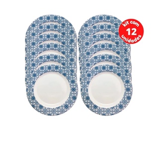 Kit 12 Pratos Raso Decorado 25cm Melamina Refeição Festa em Oferta na Shopee