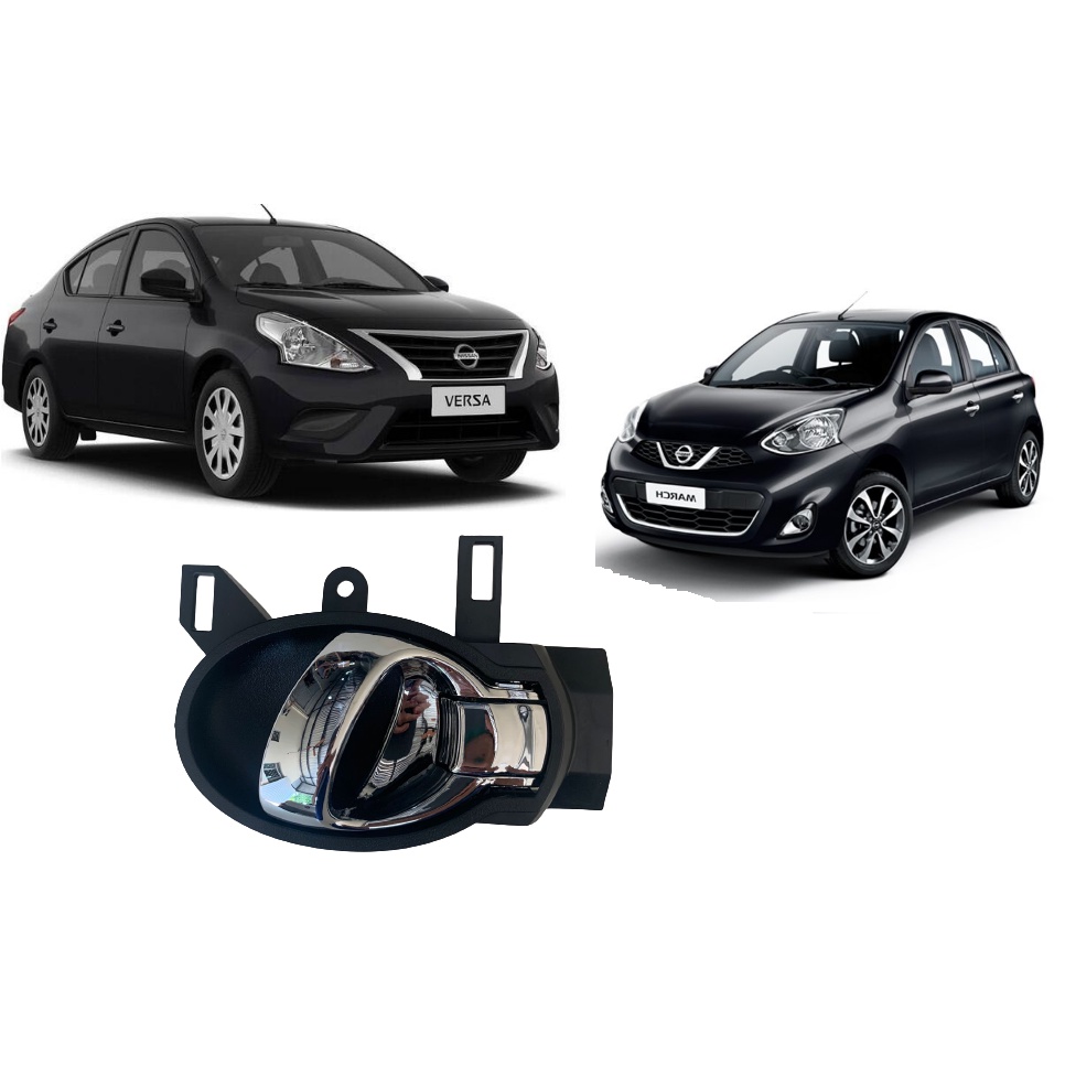 Maçaneta Interna Nissan March Versa 2011 2012 2013 Ate 2016 Cromada