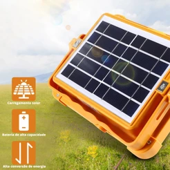 Refletor Solar LED Recarregável Iluminação de emergência Acampamento ao ar livre Luz Portátil