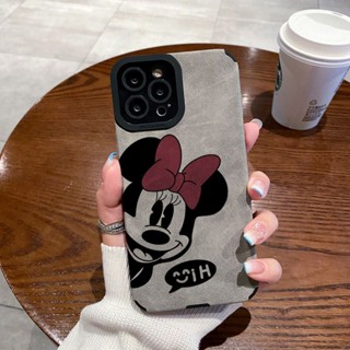 Estojo Para Iphone 11Pro MAX 14 PRO 11 12/13/6/7/8plus/15promax XR Xmax Vire A Pele Telefone Hi Minnie Com Tudo Incluído Capa Macia anti-Queda Em De Cordeiro